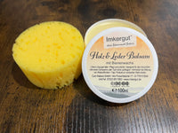 Wood balm with beeswax and sponge